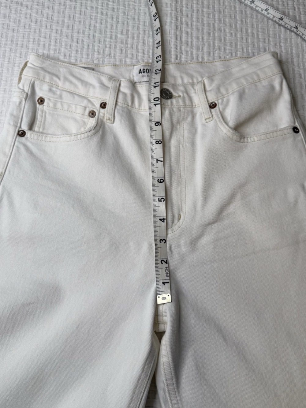 Agolde Ren High-Rise Wide-Leg Jeans Pants Women's Sz 27 Off White Button Fly - Picture 8 of 13